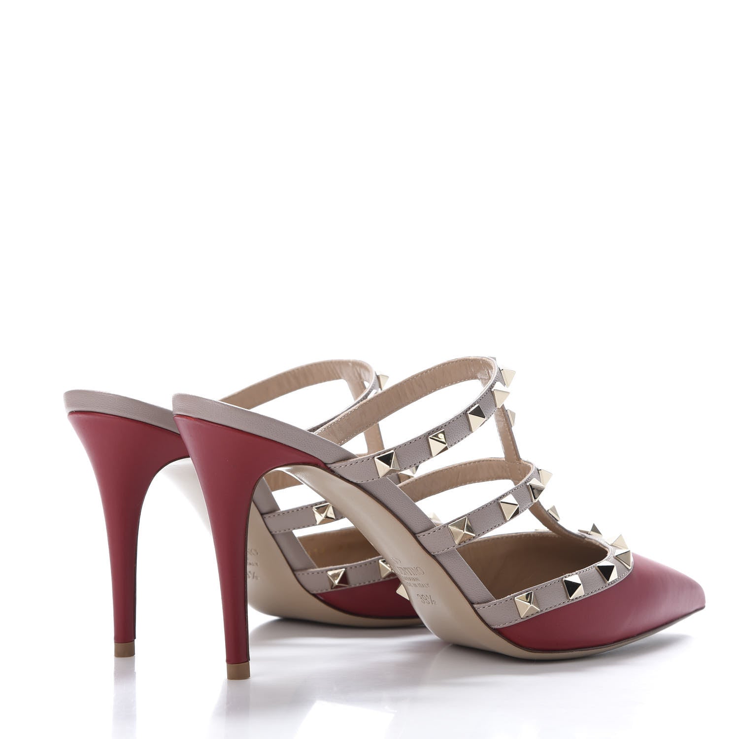 Valentino Garavani Calfskin Rockstud 90mm Cage Mules 39.5 Rosso Valentino Poudre 4 of 11