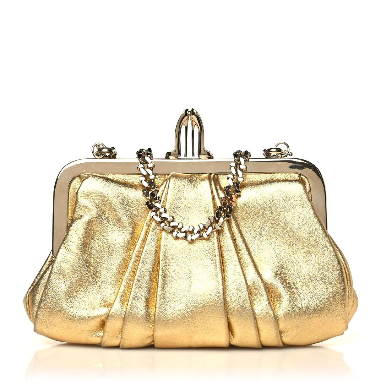 Nappa Loubi Lula Mini Frame Clutch Gold