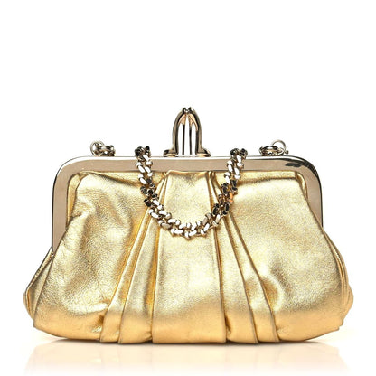 Christian Louboutin Nappa Loubi Lula Mini Frame Clutch Gold 1 of 8