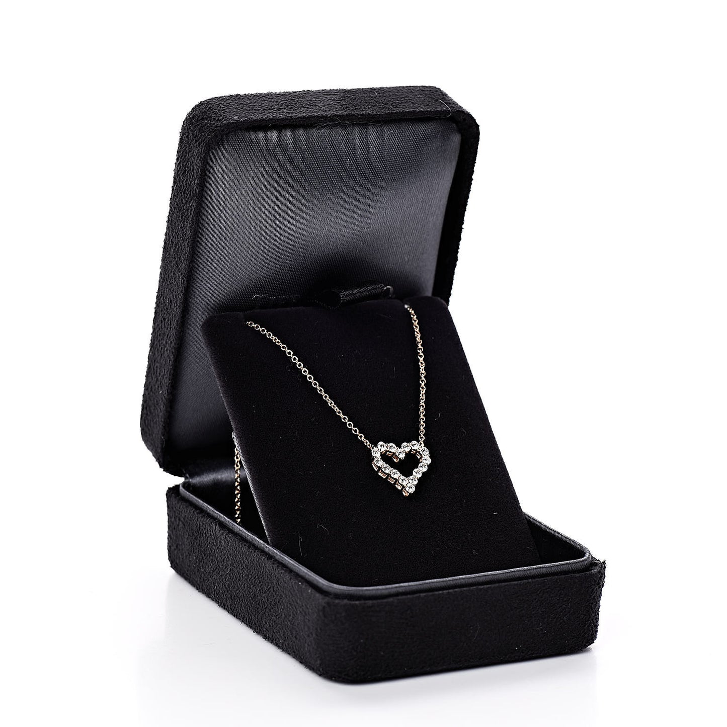 18K Rose Gold Diamond Mini Heart Pendant Necklace