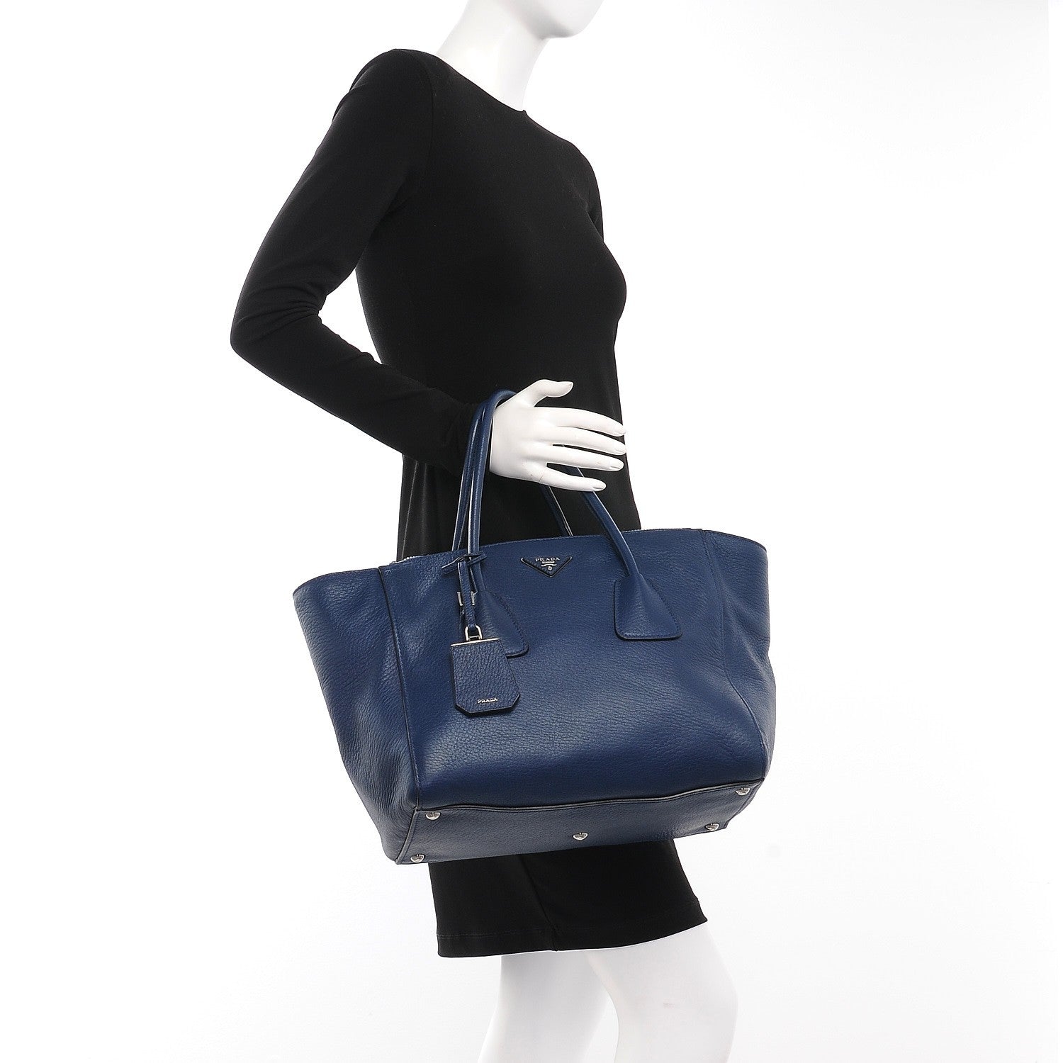Prada Cervo Deerskin Twin Pocket Tote Bleuette 2 of 9
