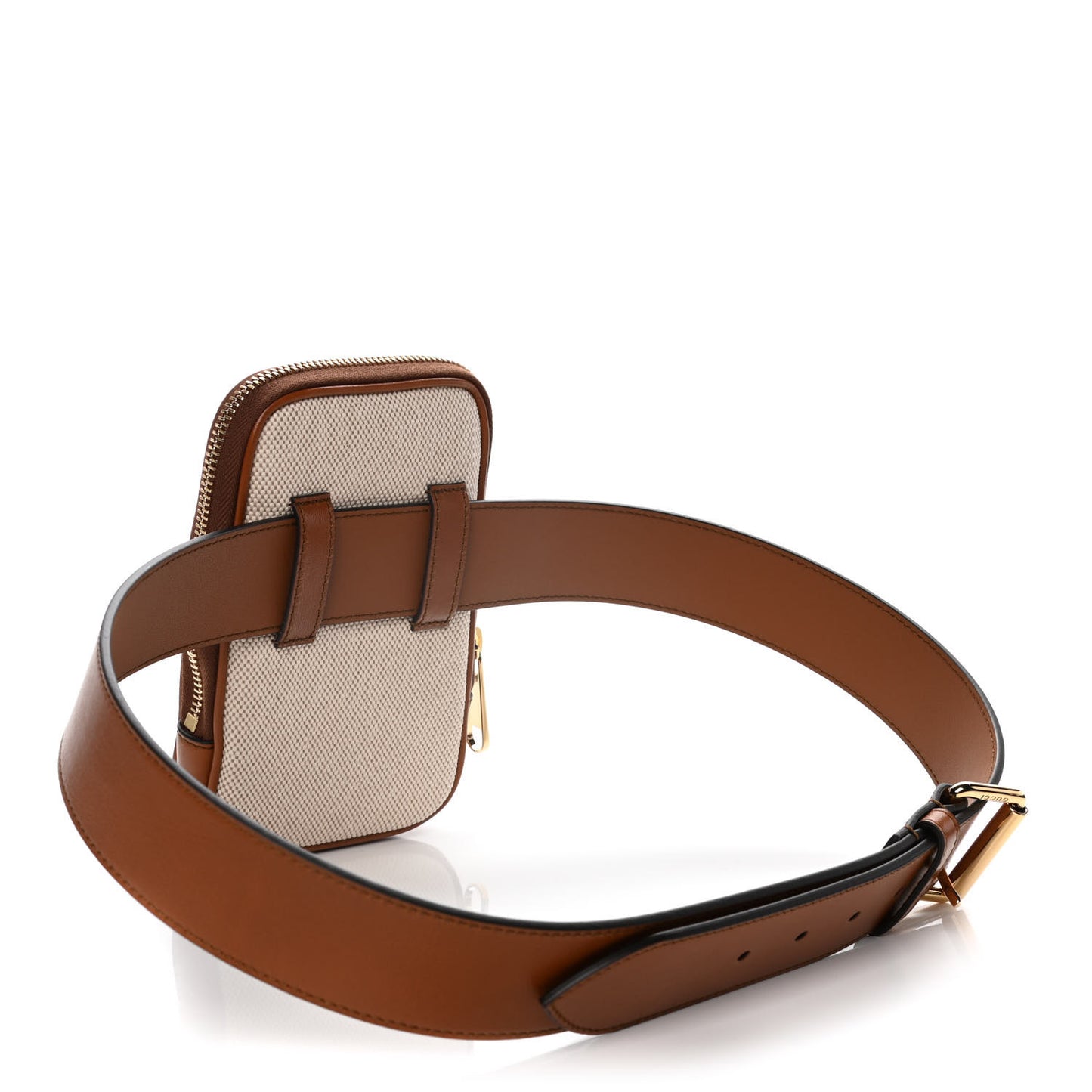 Vintage Canvas Calfskin Web Belted iPhone Case 90 36 Sand Cuir