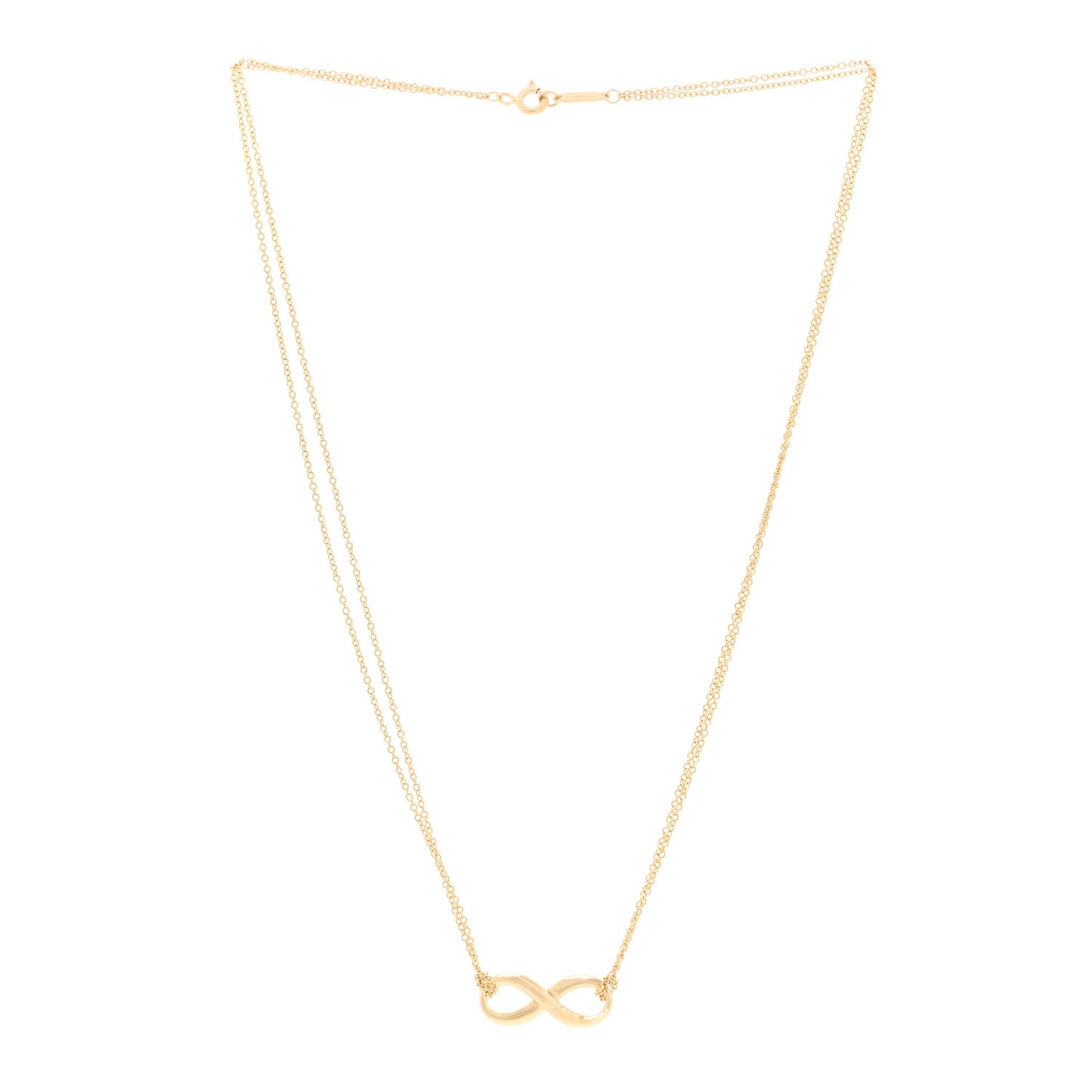 18K Yellow Gold Infinity Double Chain Pendant Necklace