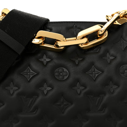 Louis Vuitton Lambskin Embossed Monogram Coussin MM Black 7 of 11