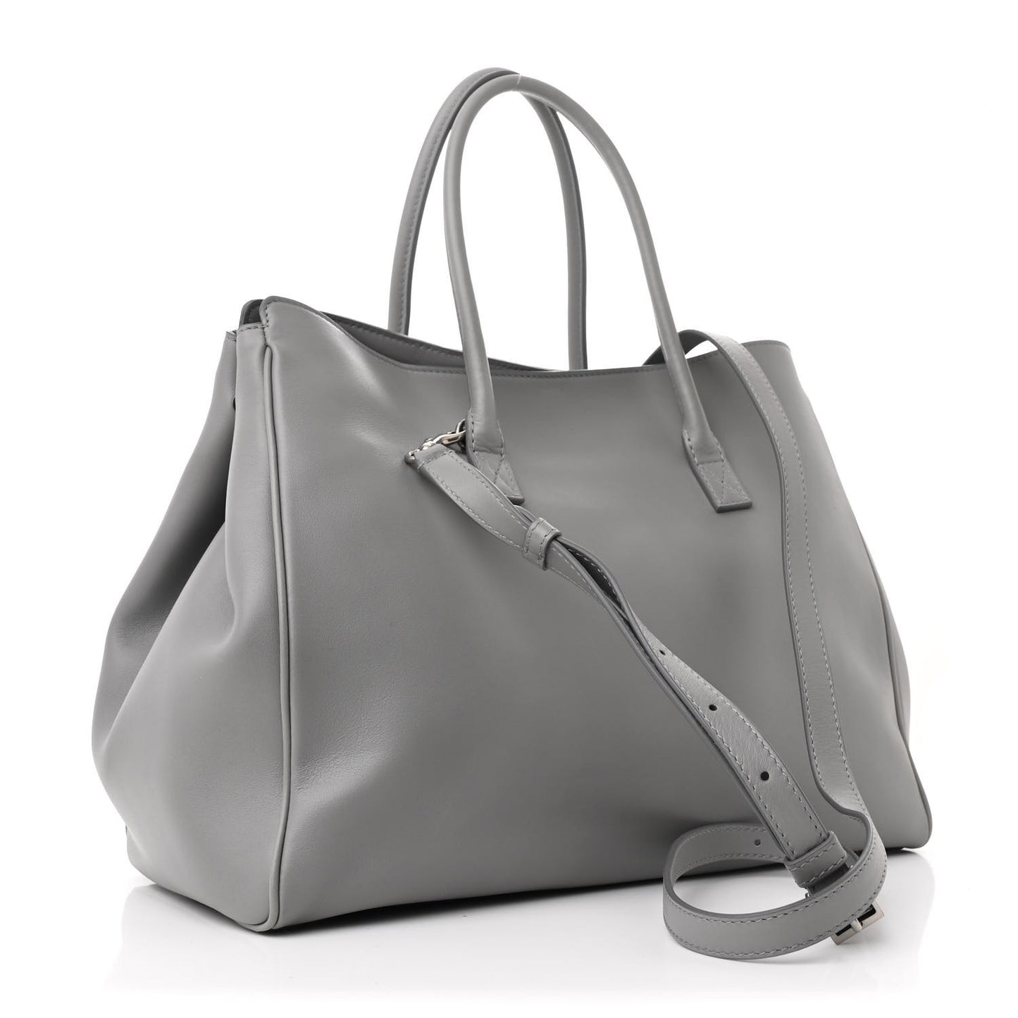 Smooth Calfskin Small Hampton Carry All Bag Grey