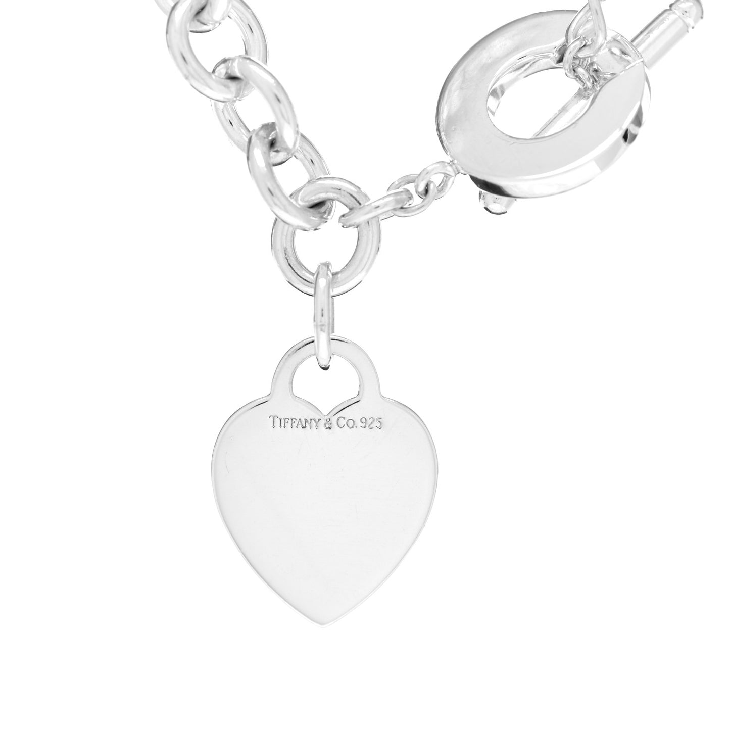 Sterling Silver Heart Tag Toggle Necklace