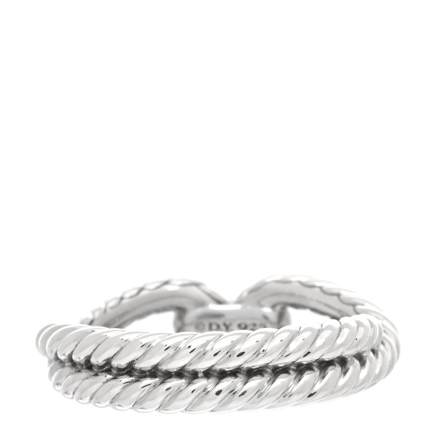 David Yurman Sterling Silver Diamond Cable Loop Band Ring 56 7.5 3 of 5