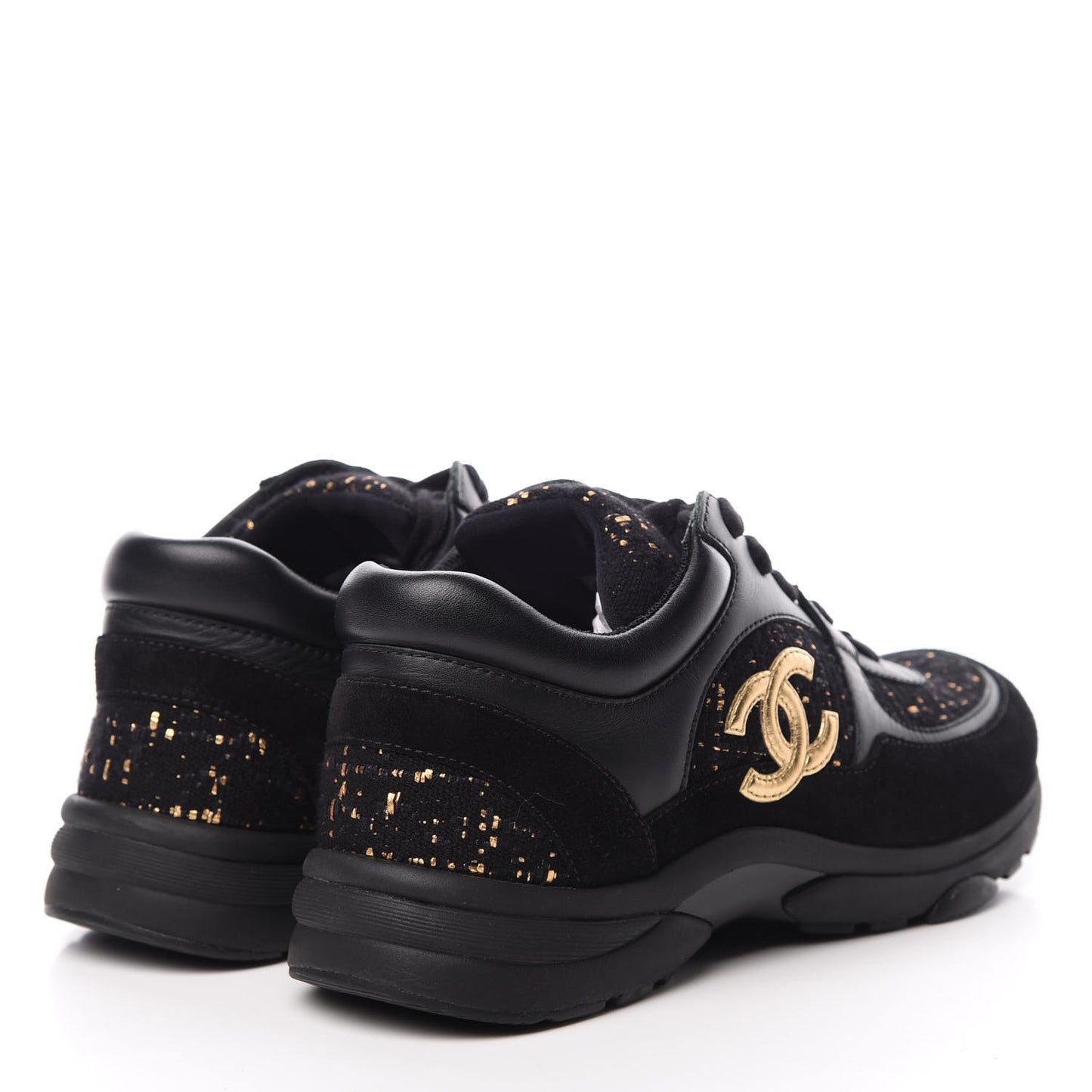 Velour Tweed CC Sneakers 37 Black Gold