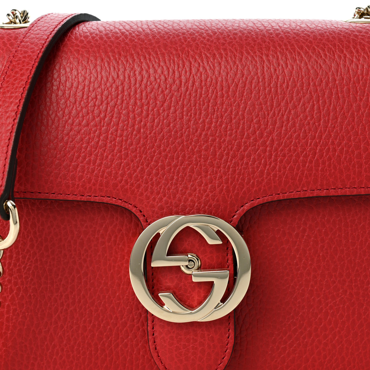 Dollar Calfskin Small Interlocking G Shoulder Bag Red