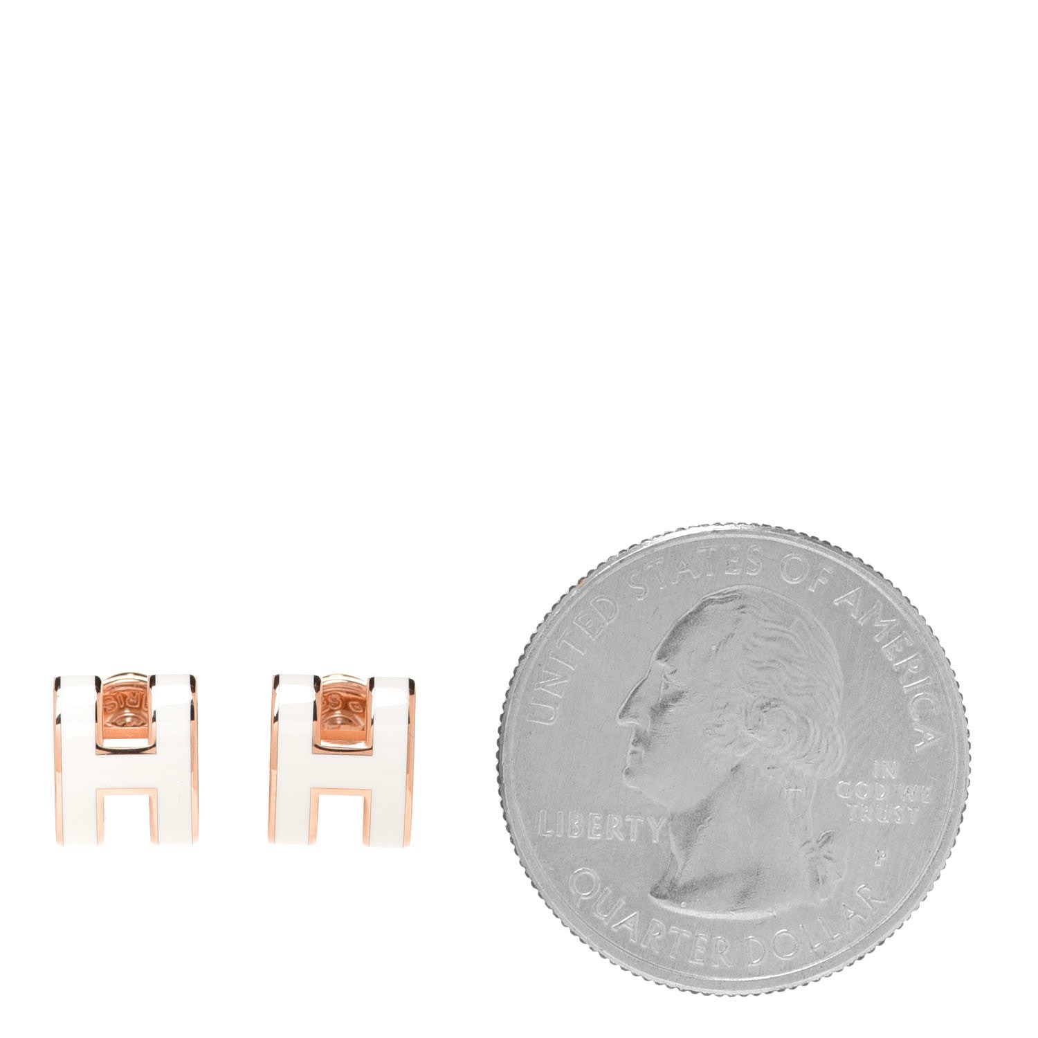 Hermes Rose Gold Lacquered Mini Pop H Earrings White 2 of 7