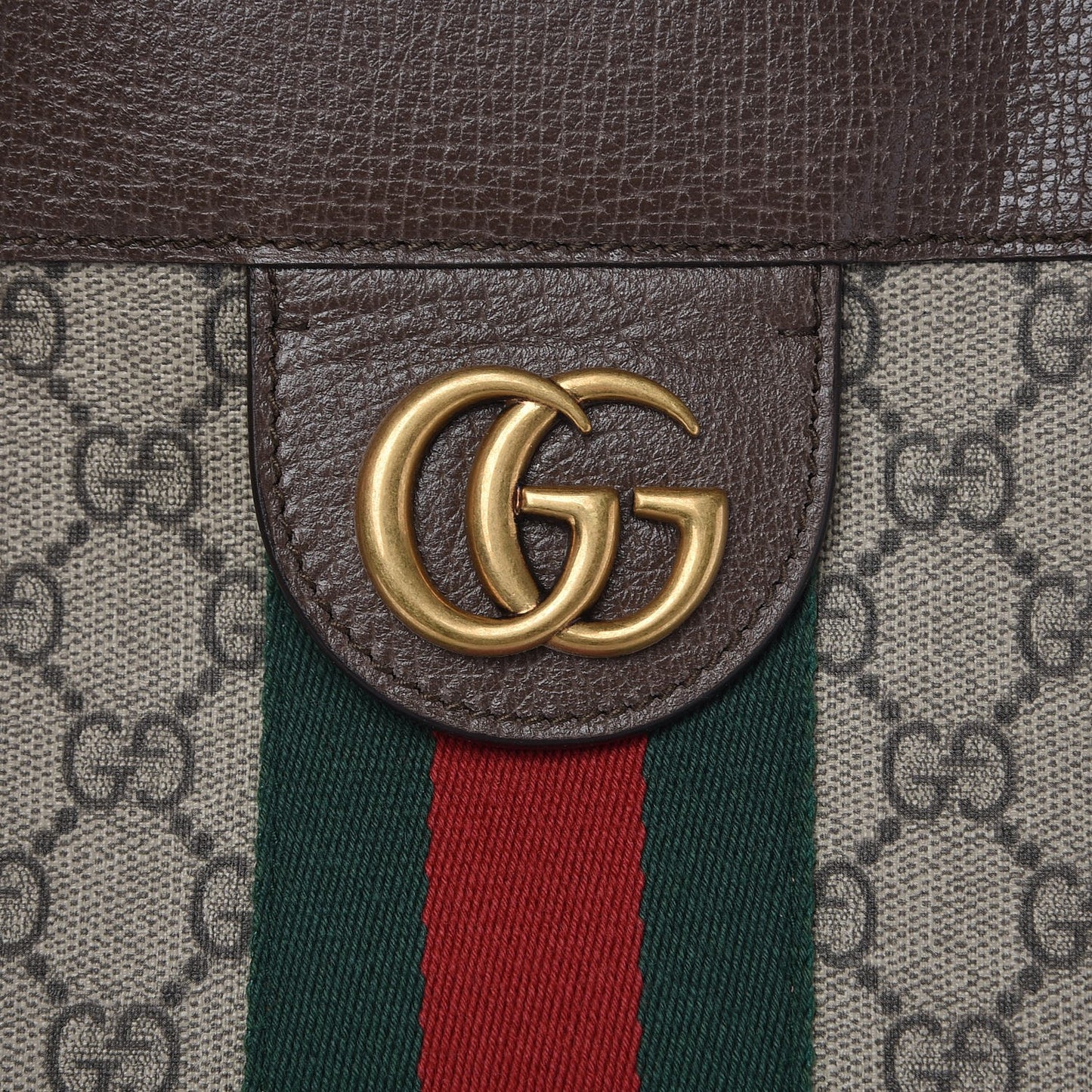 GG Supreme Monogram Web Large Ophidia Vertical Shopping Tote Brown