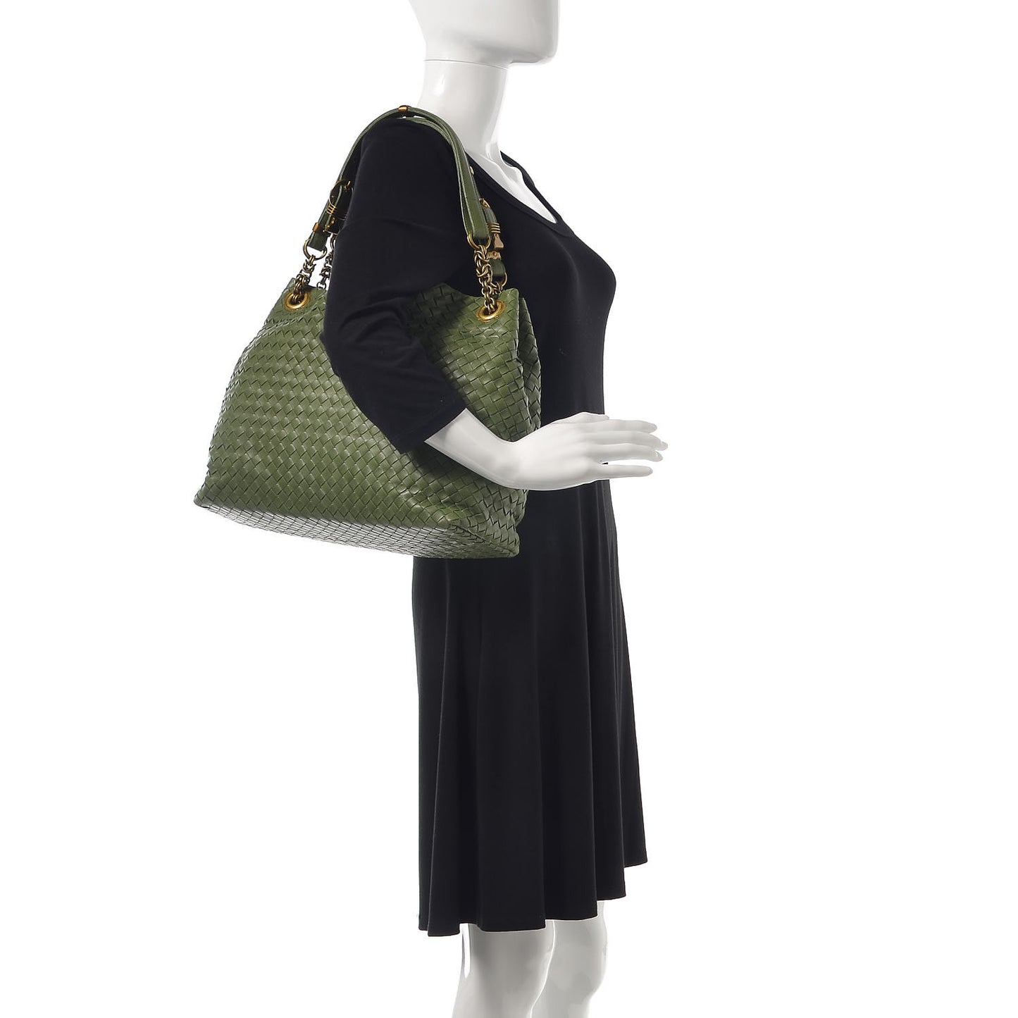 Nappa Intrecciato Shoulder Bag Foglia