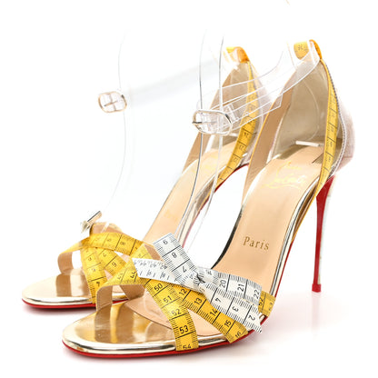 Christian Louboutin PVC Patent Ruban Calfskin Metricathy 100 Sandal Pumps 37.5 Transparent Yellow 4 of 9