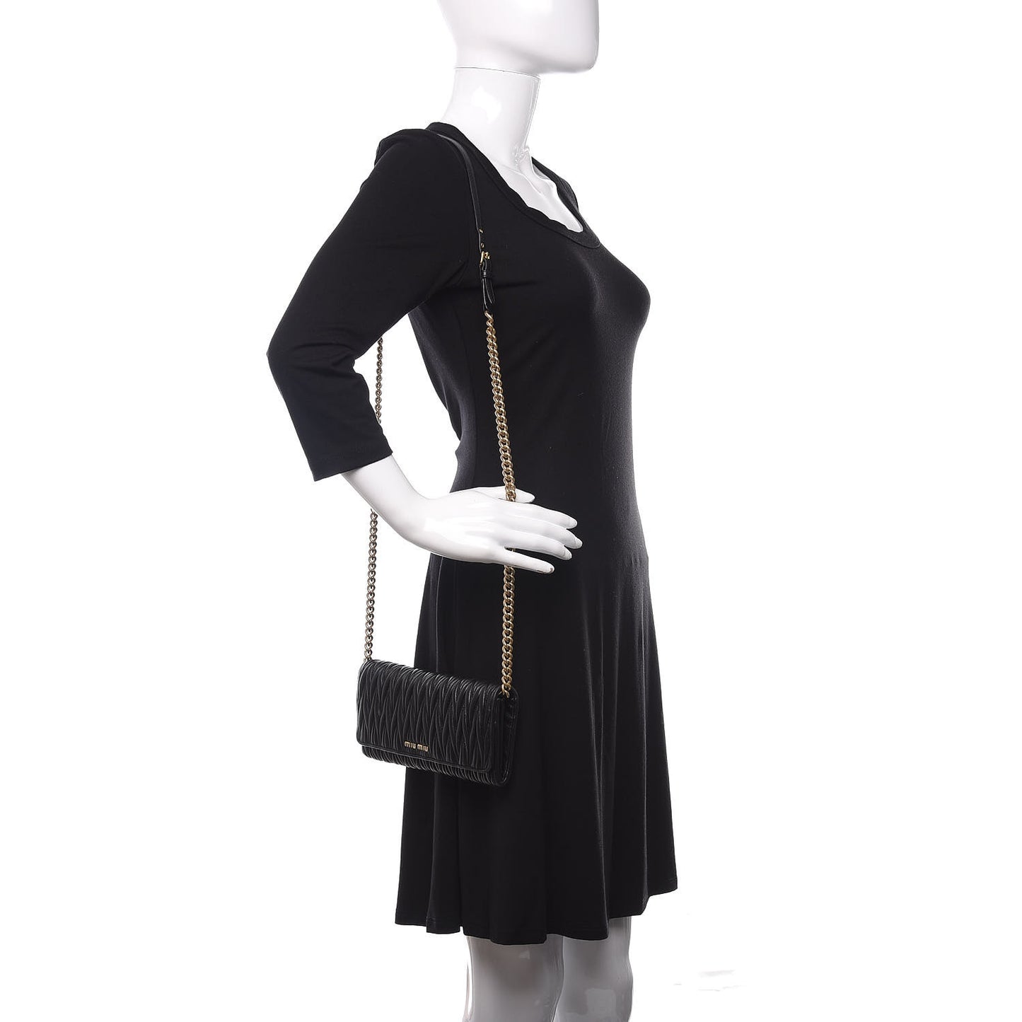Nappa Matelasse Wallet On Chain Black