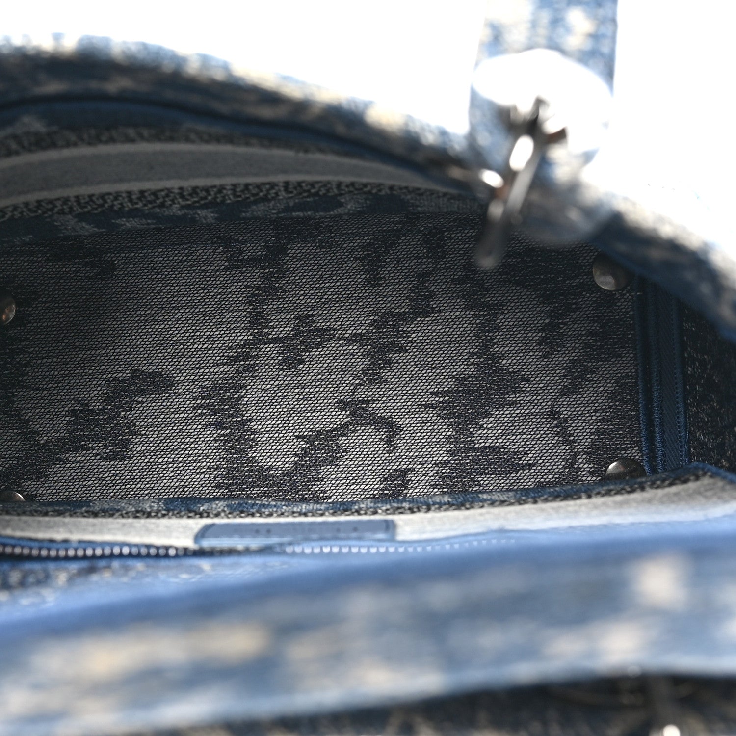 Christian Dior Canvas Embroidered Brocart Medium Lady D-Lite  Blue 5 of 9