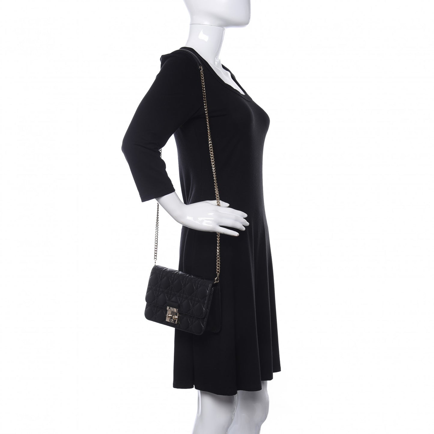 Lambskin Cannage Miss Dior Promenade Pouch Black