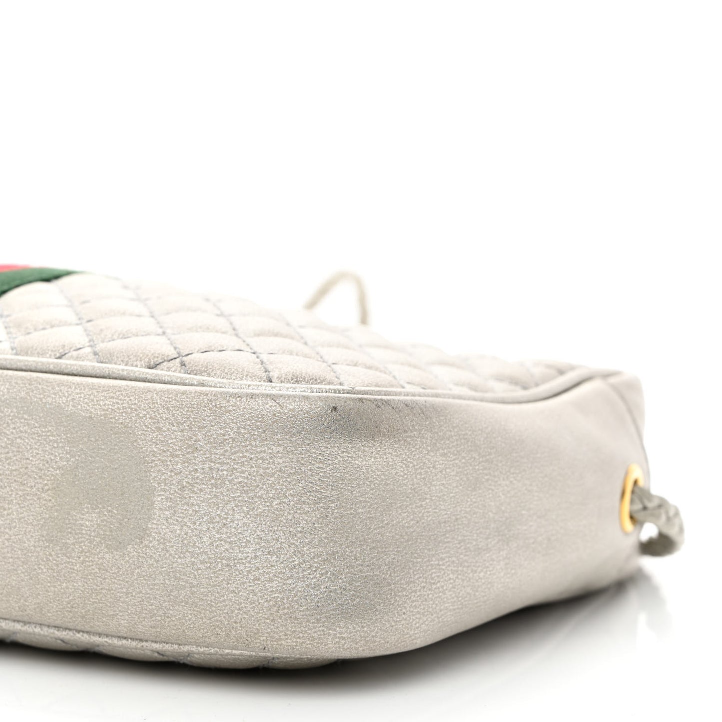 Laminated Nappa Web Trapuntata Small GG Shoulder Bag Argento