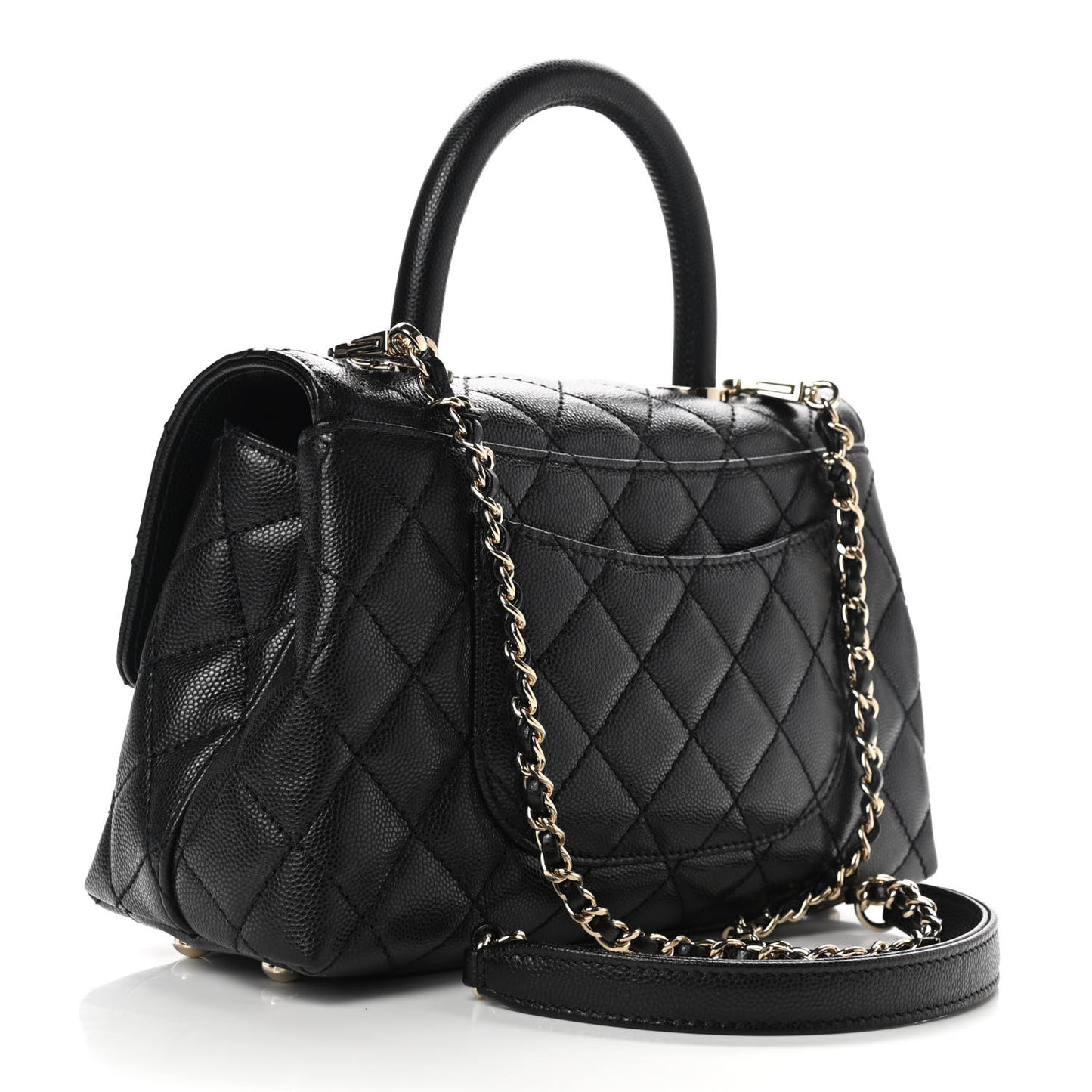 Caviar Quilted Mini Coco Handle Flap Black