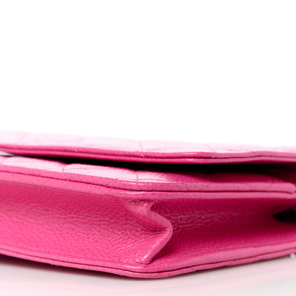 Chanel Caviar Enamel Quilted Wallet On Chain WOC Rose 12 of 13