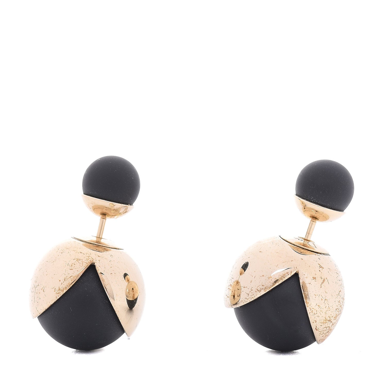 Rubber Lacquer Mise En Dior Tribal Earrings Matte Gold Black