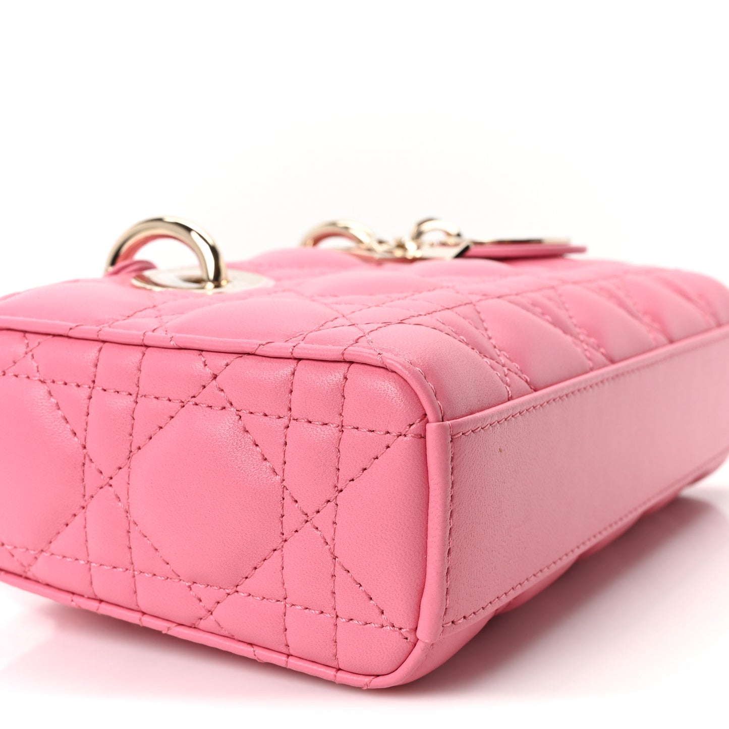 Lambskin Cannage Mini Lady D-Joy Fraise