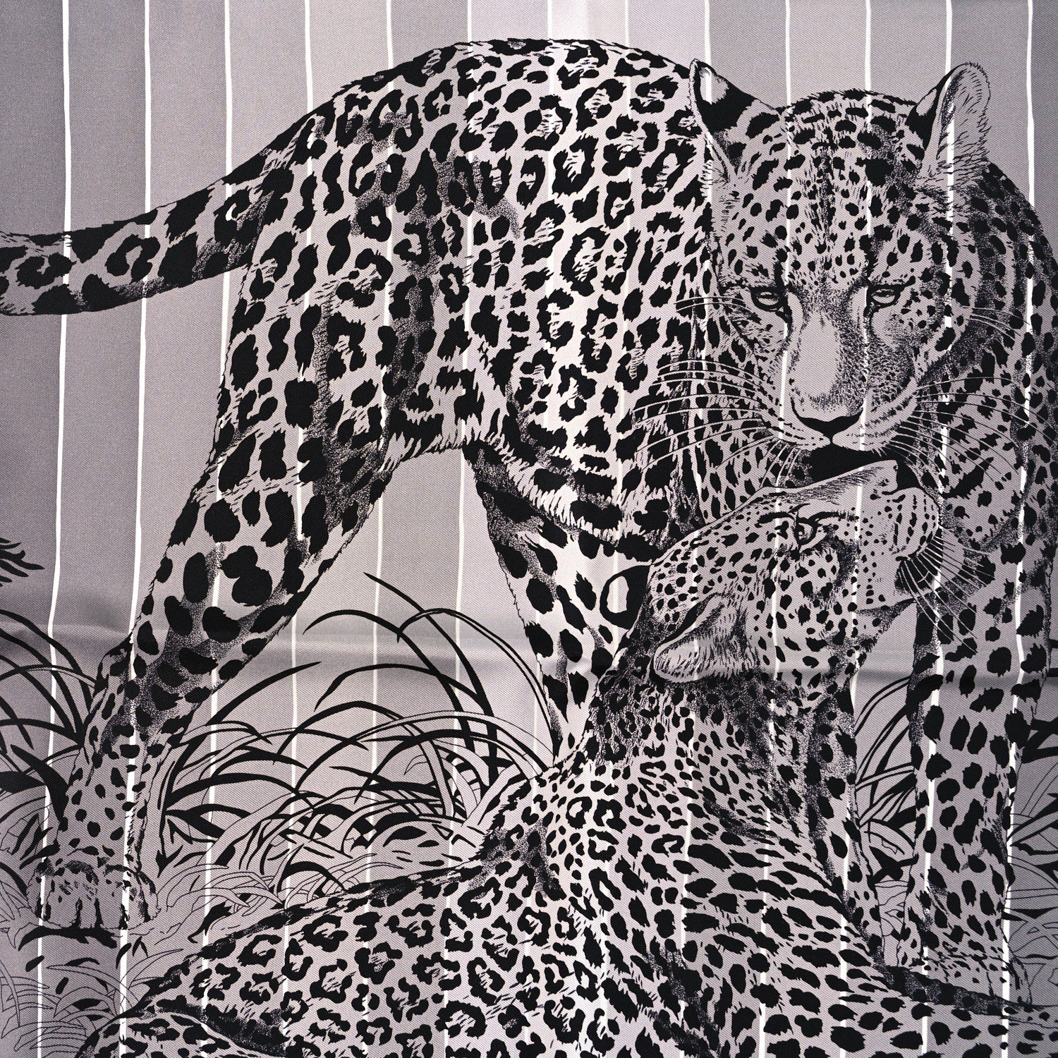 Hermes Silk Jungle Love Rainbow Scarf 90 Black Gris White 3 of 5