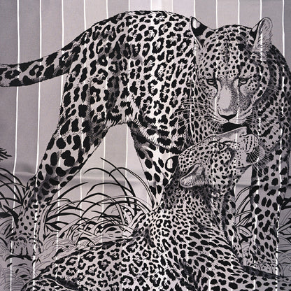 Hermes Silk Jungle Love Rainbow Scarf 90 Black Gris White 3 of 5