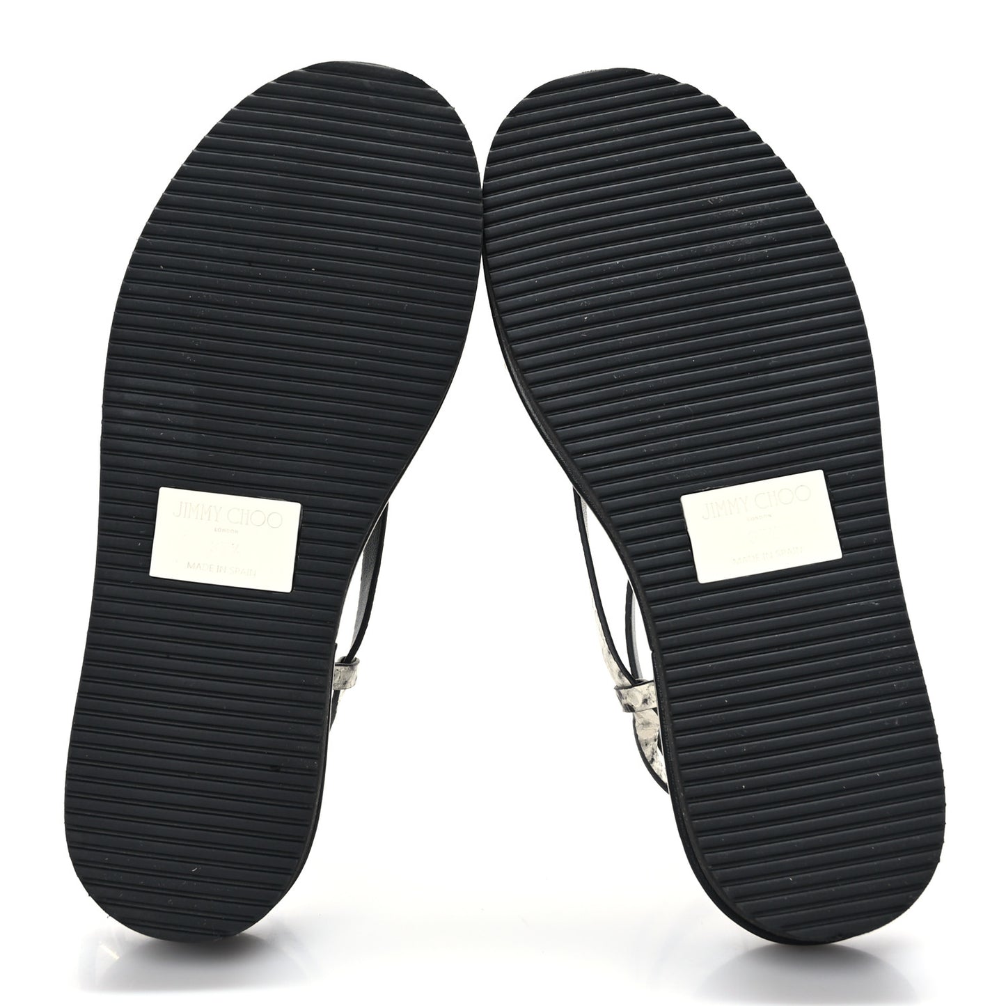 Snake Embossed Pine Platform Sandals 37.5 Black
