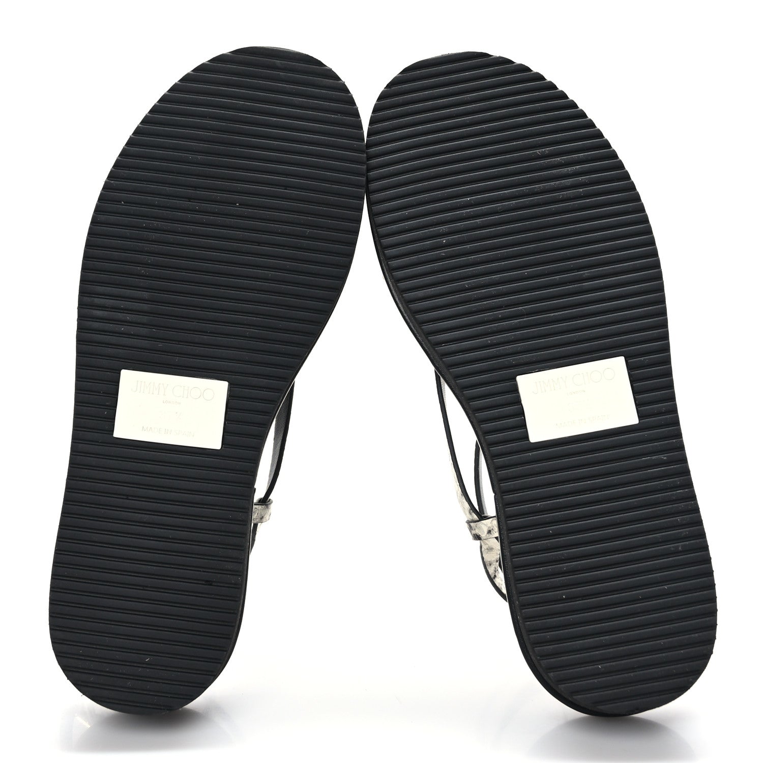 Jimmy Choo Snake Embossed Pine Platform Sandals 37.5 Black 5 of 6