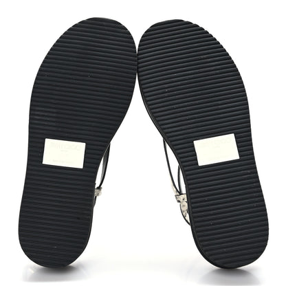 Jimmy Choo Snake Embossed Pine Platform Sandals 37.5 Black 5 of 6