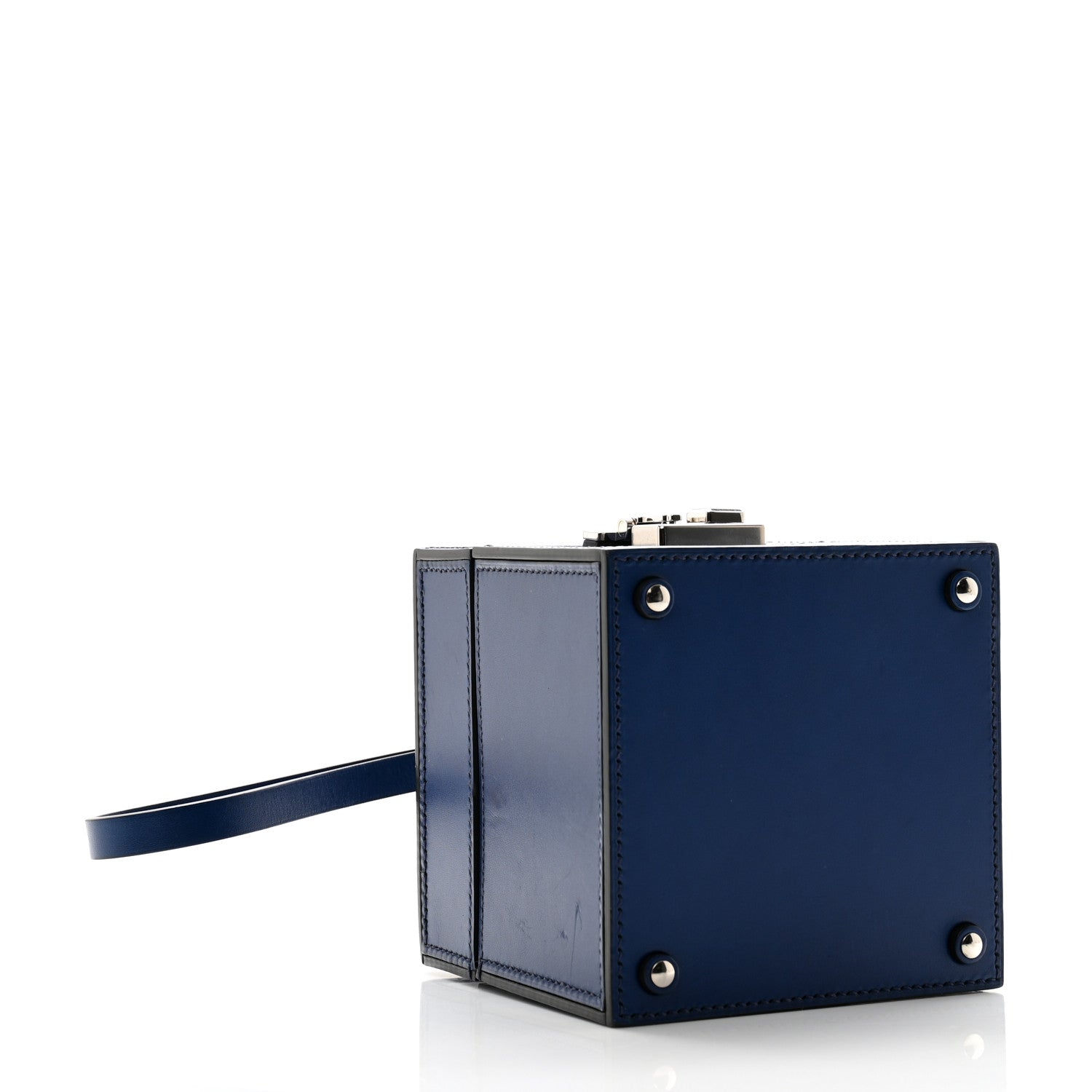 Moynat Calfskin Mini Vanity Case Clutch Dark Blue 4 of 8