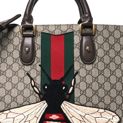 Gucci GG Supreme Monogram Web Animalier Bee Vertical Tote Brown 8 of 10