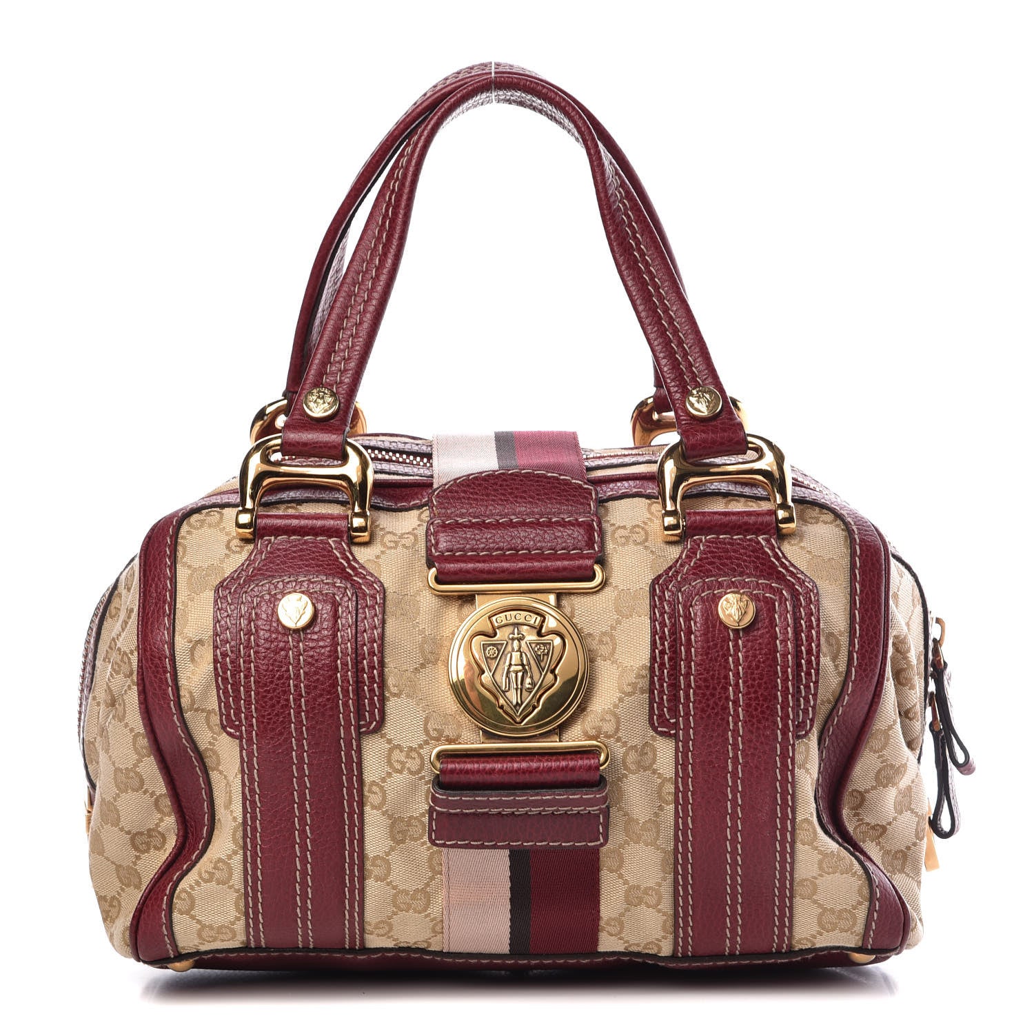 Gucci Monogram Medium Aviatrix Boston Ebony Bordeaux 1 of 11