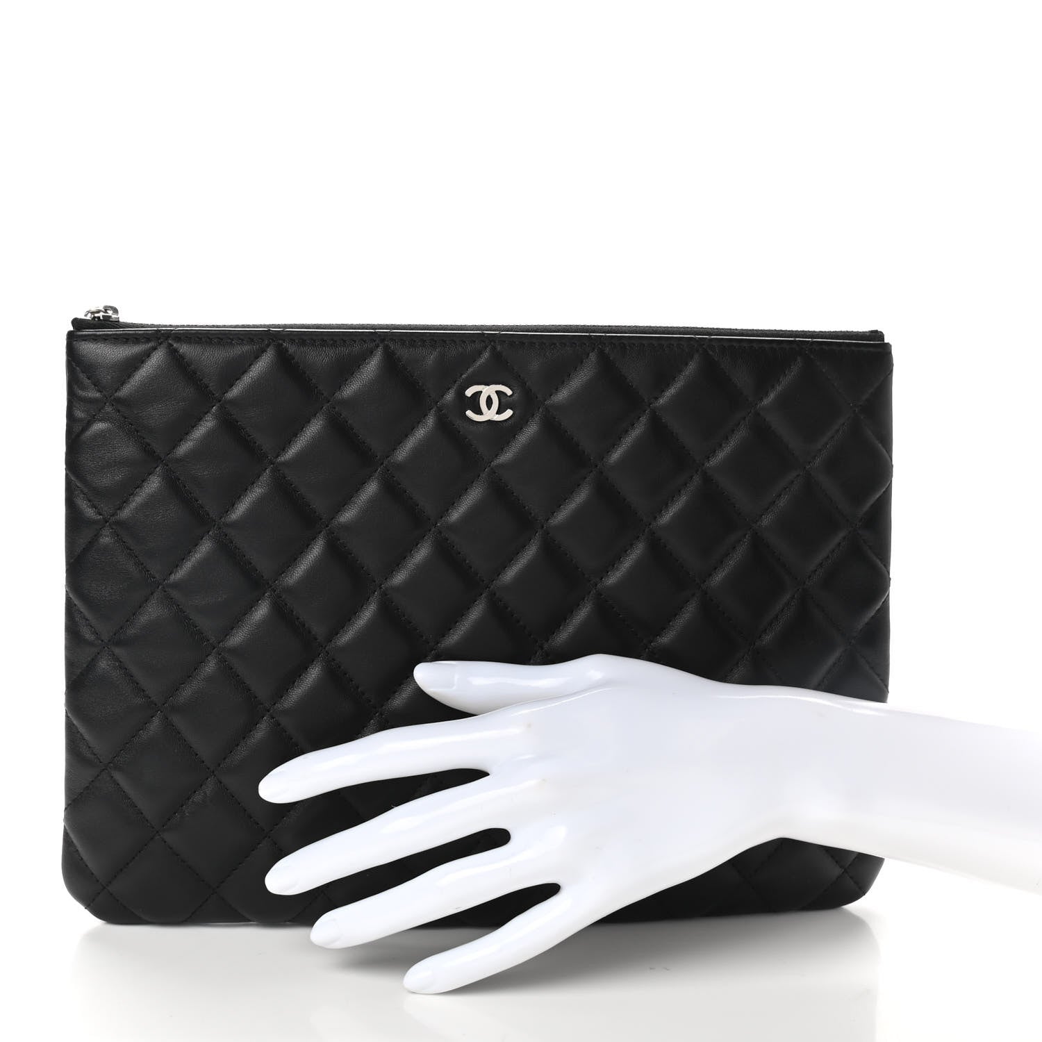 Chanel Lambskin Quilted Large Cosmetic Case Black 2 of 7