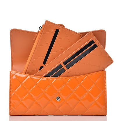 Chanel Patent Quilted Travel Wallet Orange 7 of 18