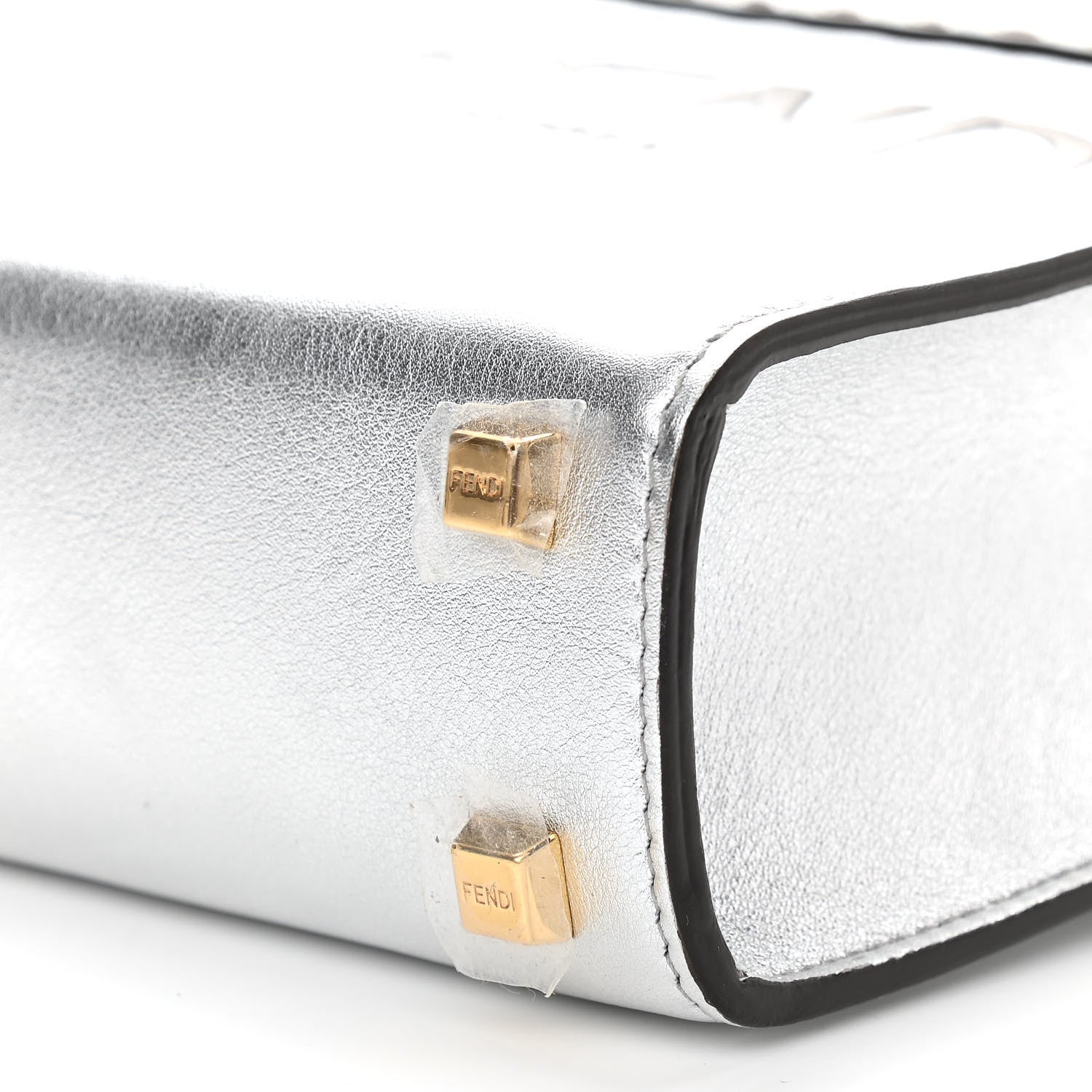 Fendi Vitello Catalan Mirror Plexiglass Mini Fendi Sunshine Shopper Tote Argento 10 of 12