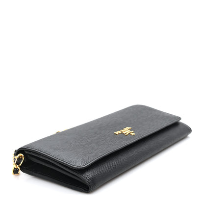 Prada Vitello Move Metal Oro Chain Wallet Black 4 of 9