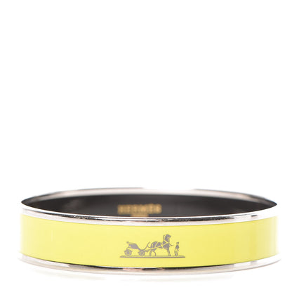 Hermes Enamel Printed Medium Caleche Bracelet 65 Lime 1 of 5