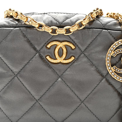 Chanel Metallic Calfskin Pearl Quilted CC Mini Camera Case Ruthenium 8 of 10