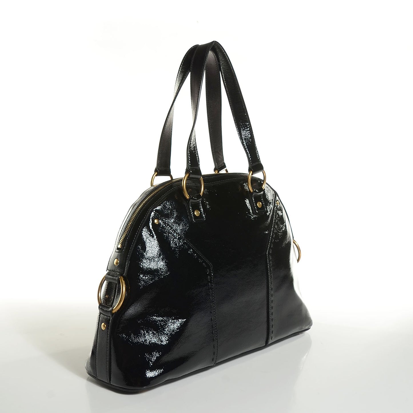 Patent Calfskin Large Muse Black