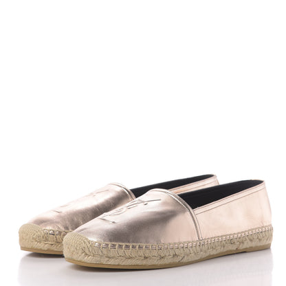 Saint Laurent Metallic Lambskin Monogram Espadrilles 39.5 Blush 3 of 11