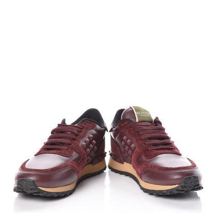 Valentino Garavani Calfskin Suede Rockstud Sneakers 36 Rubin 5 of 10