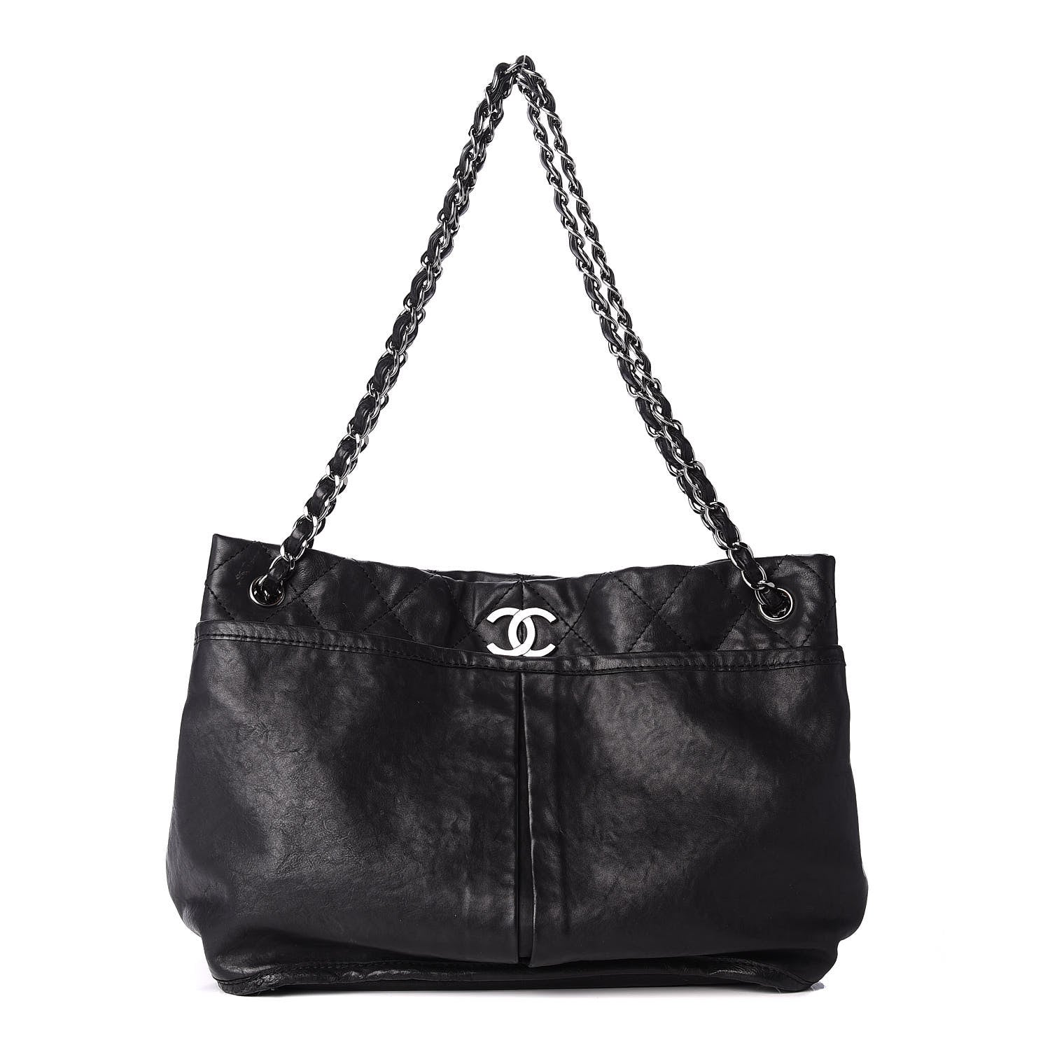 Chanel Lambskin Stitched Shopper Tote Black 1 of 10