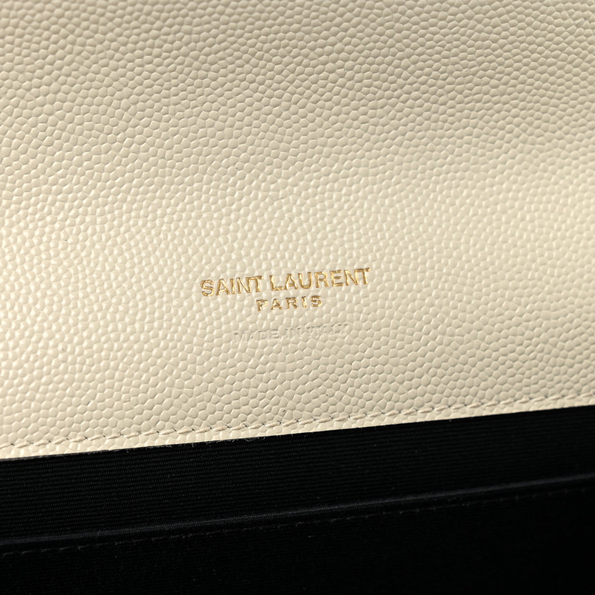 Saint Laurent Grain De Poudre Matelasse Chevron Monogram Envelope Clutch Crema Soft 6 of 12