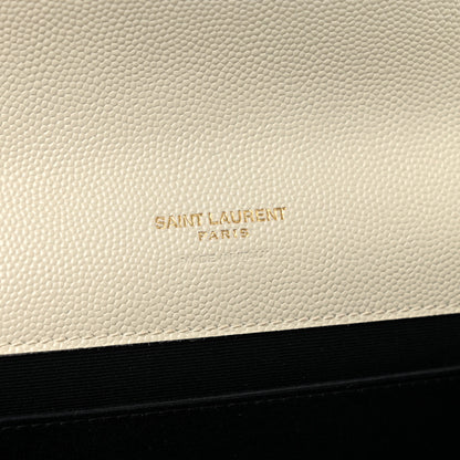 Saint Laurent Grain De Poudre Matelasse Chevron Monogram Envelope Clutch Crema Soft 6 of 12