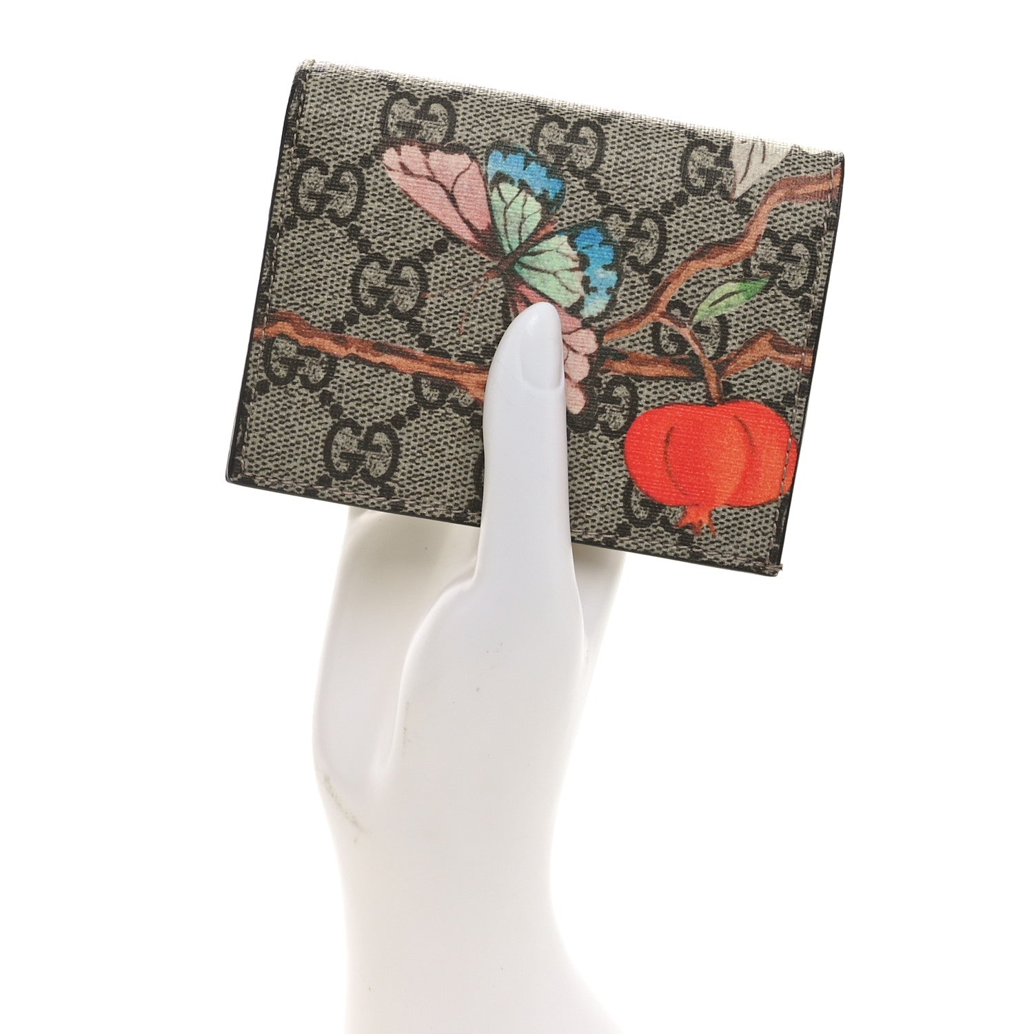 Gucci GG Supreme Monogram Tian Card Case Beige Multicolor Red 2 of 8