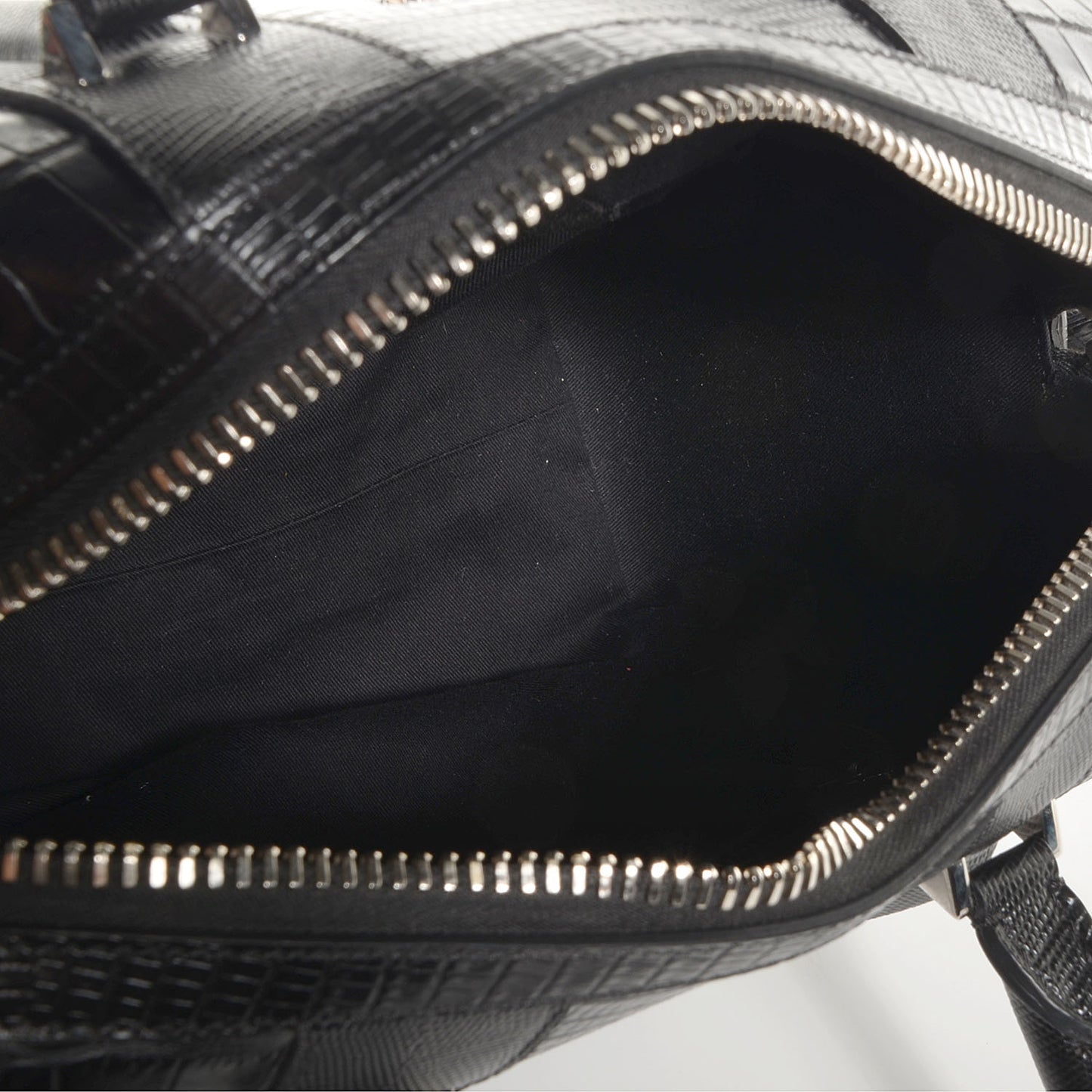 Calfskin Crocodile Embossed Medium Lucrezia Black