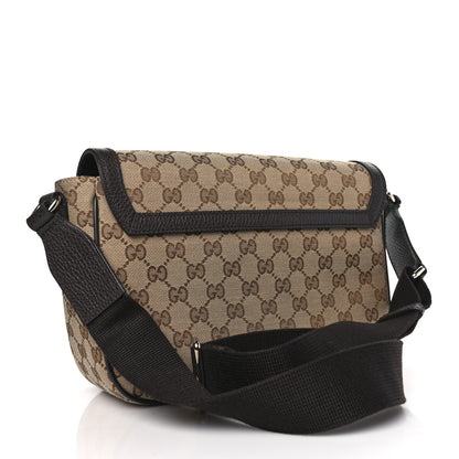 Gucci Monogram Flap Messenger Bag Beige Dark Brown 3 of 9