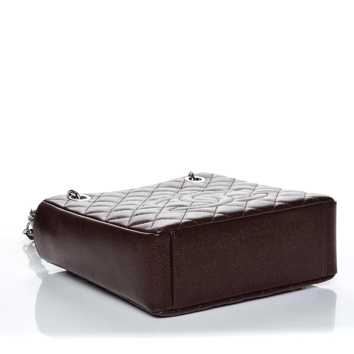 Caviar Quilted Petit Shopping Tote PST Dark Burgundy