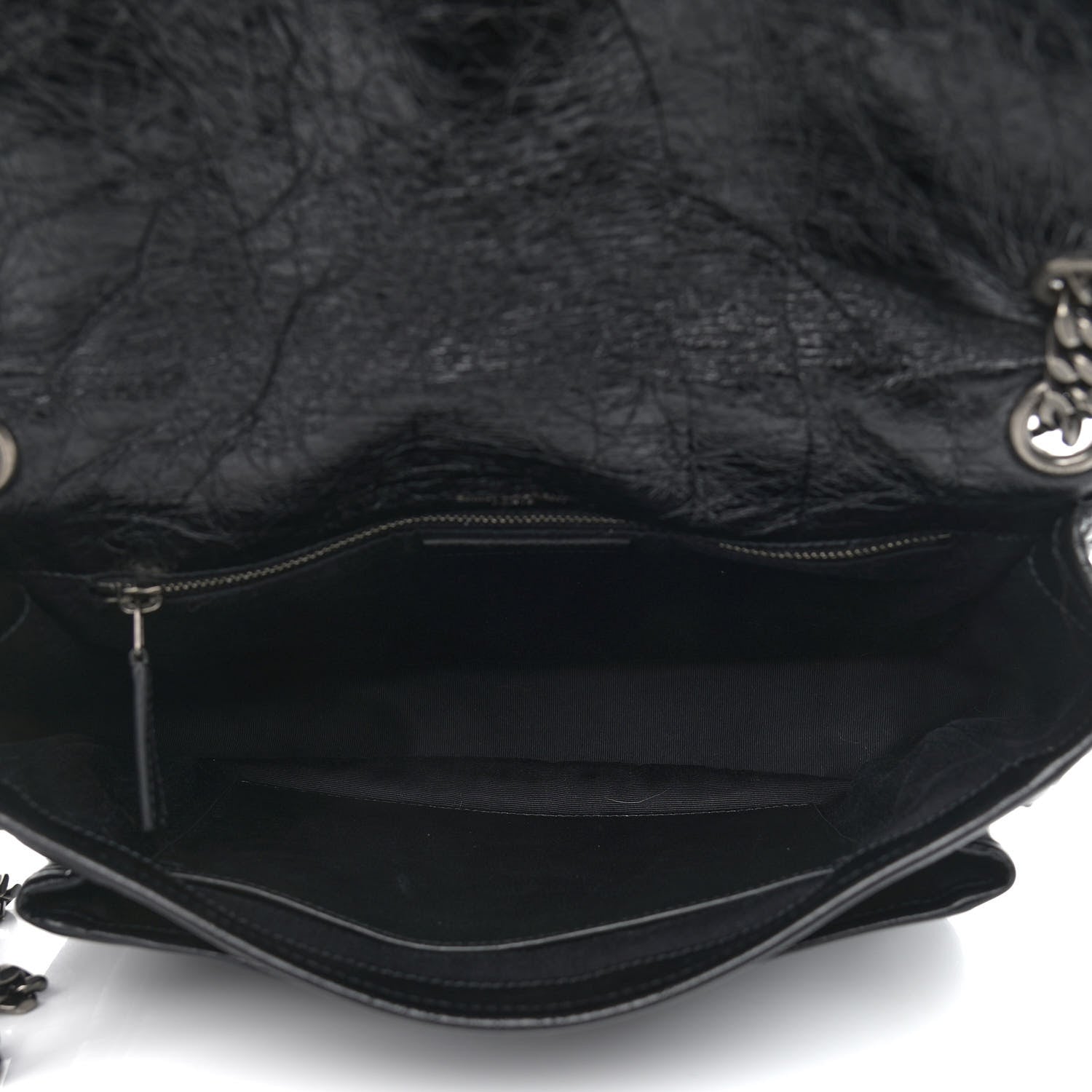 Saint Laurent Crinkled Calfskin Matelasse Monogram Medium Niki Chain Satchel Black 5 of 10